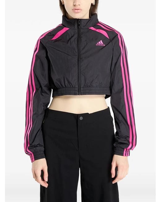 Adidas Black Teamgeist Adicolor Zip-Up Cropped Track Jacket