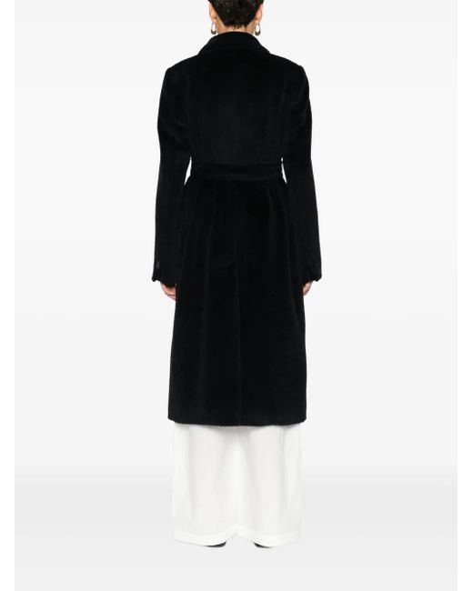 Tagliatore Black Belted Double-Breasted Coat
