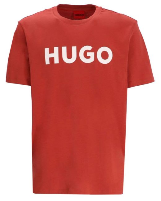 HUGO Red Logo-print Cotton T-shirt for men