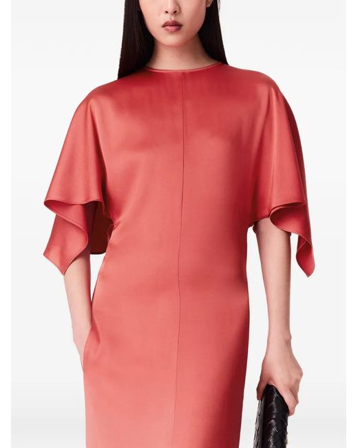 Stella McCartney Red Cape-Sleeve Open-Back Maxi Dress