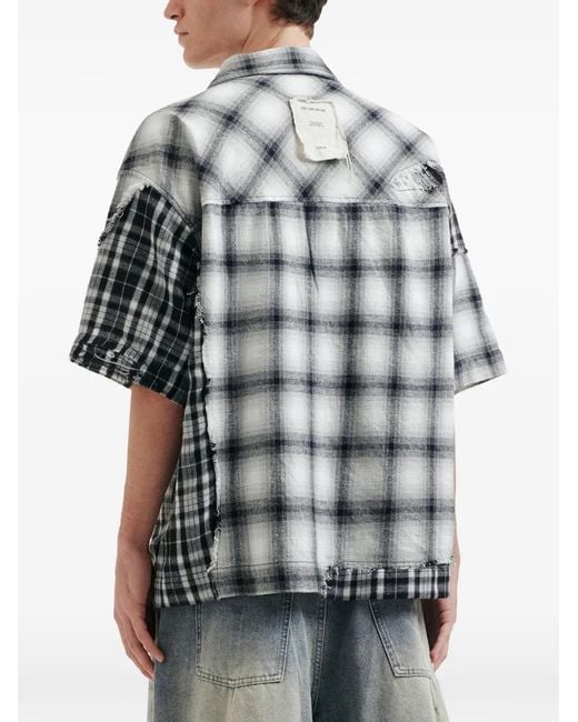 FIVE CM Gray Check Patch Shirt for men