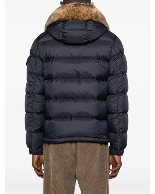 Moncler Blue Fur-trimmed Quilted Jacket for men