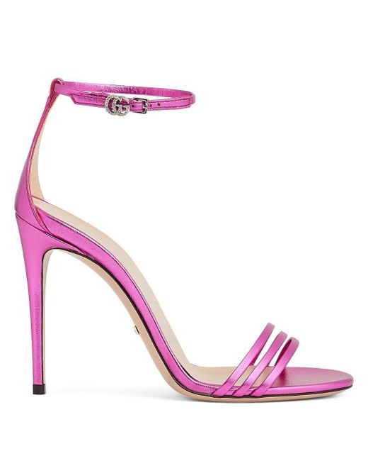 Gucci Pink Metallic Leather Sandals