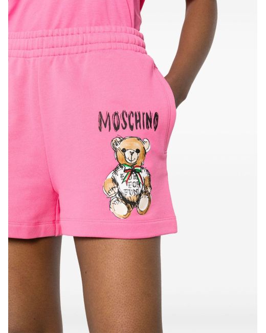 Shorts con stampa Teddy Bear di Moschino in Pink