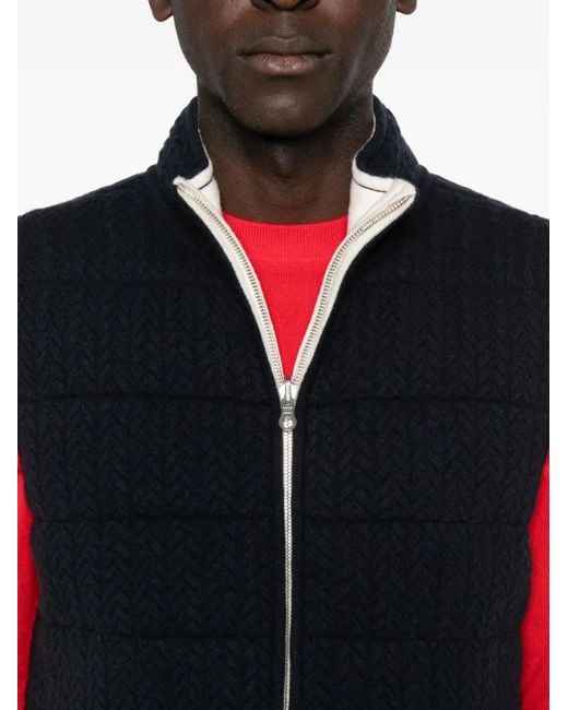 arch4 Black Herringbone Padded Gilet for men