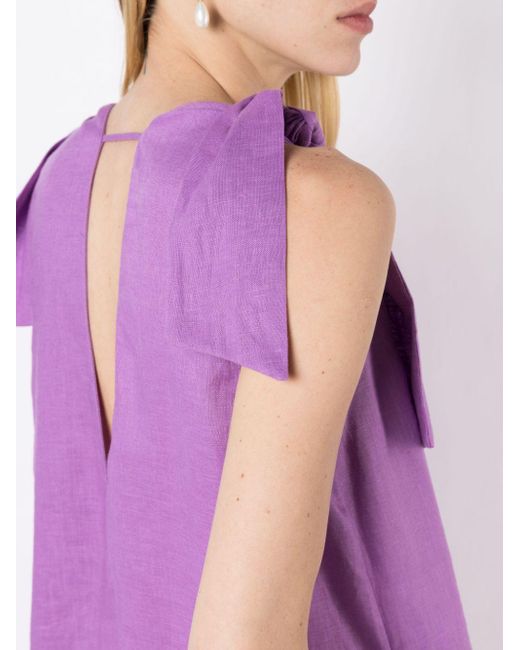 Adriana Degreas Purple Bow-detailing Linen Dress