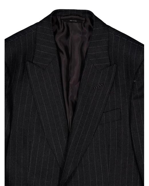 Tom Ford Black Pinstripe Single-Breasted Blazer for men