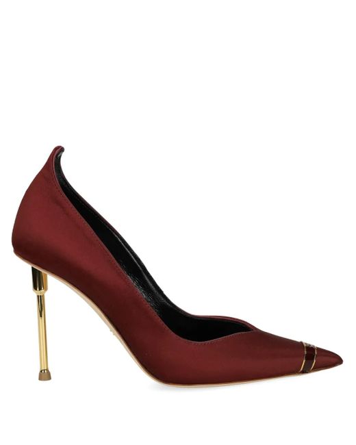 Elisabetta Franchi Brown Metallic-Trimmed Pointed-Toe Pumps
