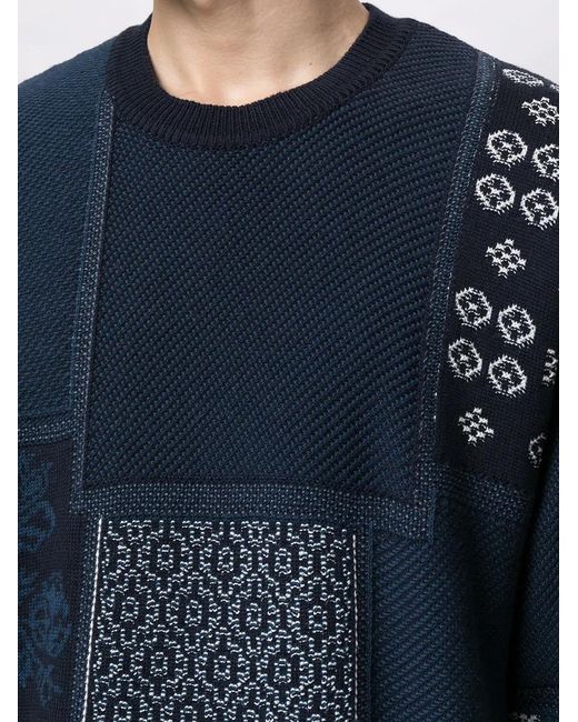 Roberto Cavalli Blue Patchwork-Effect Sweatshirt for men