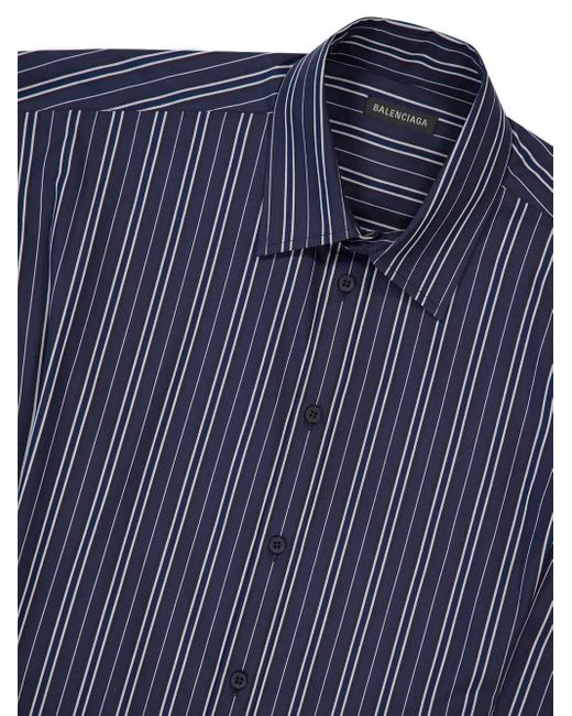 Balenciaga Blue Stripe Cotton Mini Shirt Dress