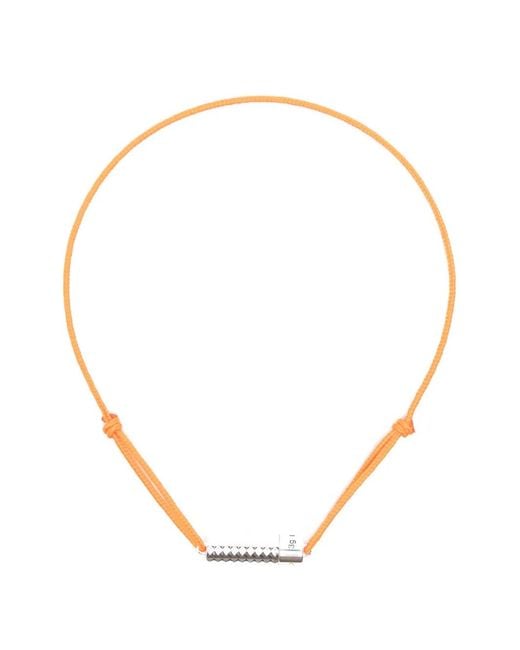 Le Gramme White Guilloché Cord Bracelet for men