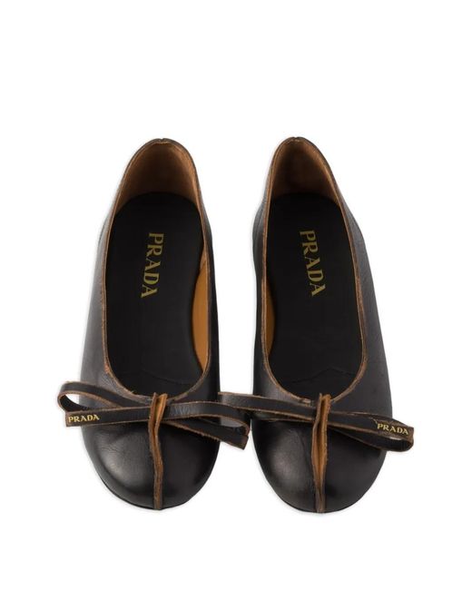 Prada Black Antiqued Leather Ballerinas