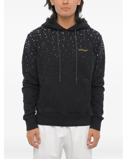 Off-White c/o Virgil Abloh Black Embroidered Rhinestone-Embellished Hoodie for men