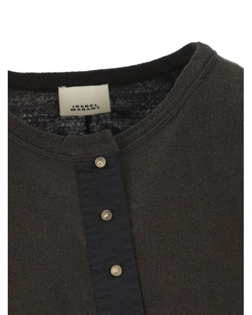 Isabel Marant Black Button-Fastening Silk Top