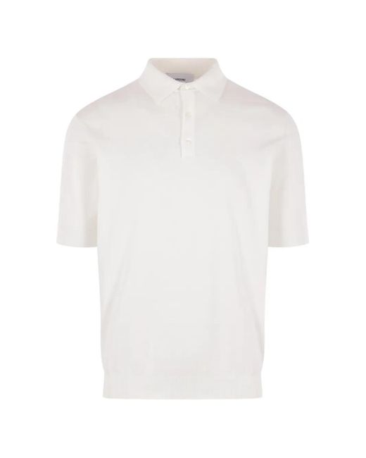 Lardini White Buttoned Polo Shirt for men