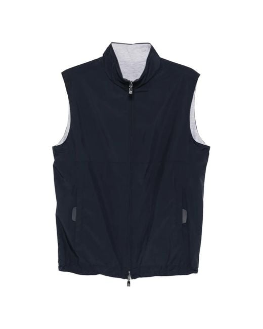 Corneliani Blue Zip-Up Gilet for men