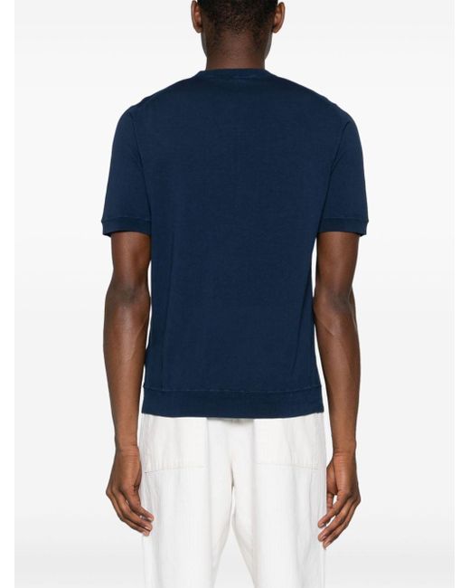 Eleventy Fine-knit Cotton T-shirt in het Blue voor heren