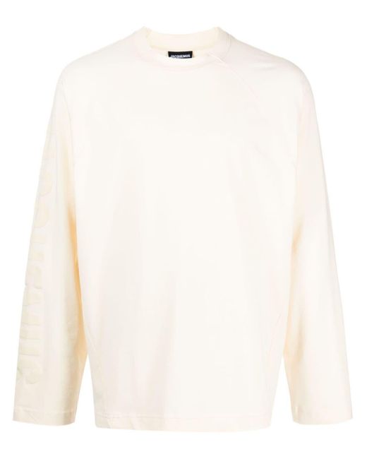 Top Le T-shirt Typo a maniche lunghe di Jacquemus in White da Uomo