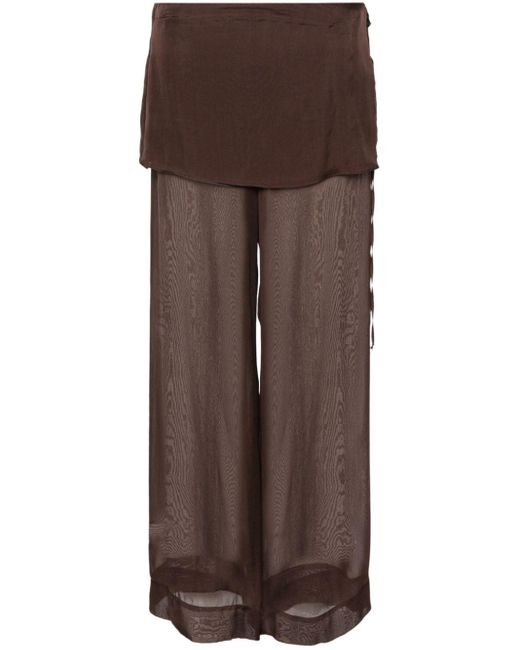 Paloma Wool Brown Archive Wide-leg Silk Trousers