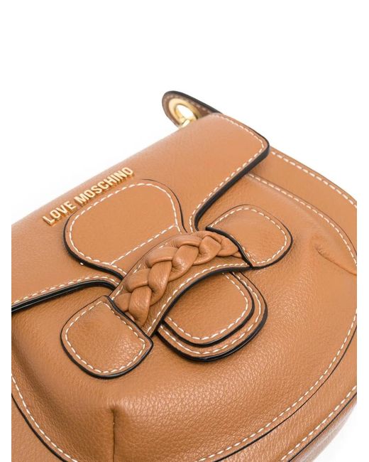 Love Moschino Brown Logo-Appliqué Shoulder Bag
