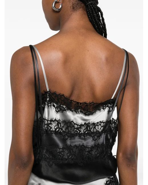 Viktor & Rolf Black Lace-Trim Triple-Layer Blouse