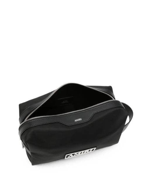 Amiri Black Logo-Patch Wash Bag for men