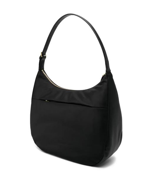 Agnes B. Black Large Logo-Plaque Shoulder Bag