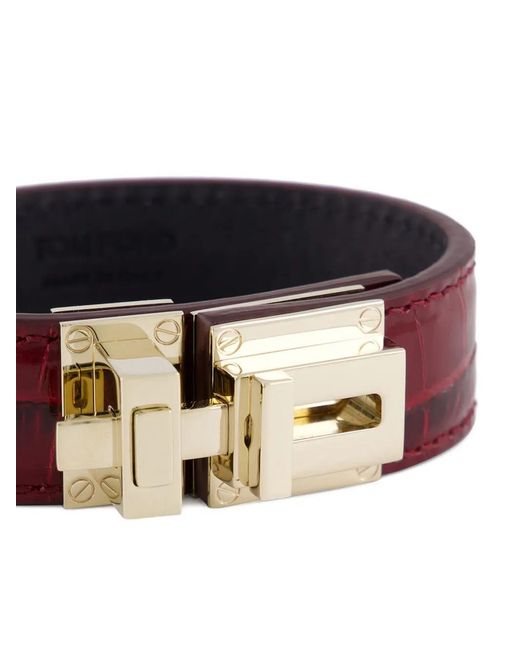 Tom Ford Red Leather Bracelet