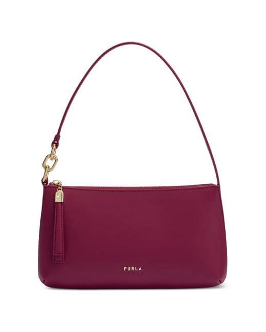 Furla Purple Xl Cassiopea Leather Shoulder Bag