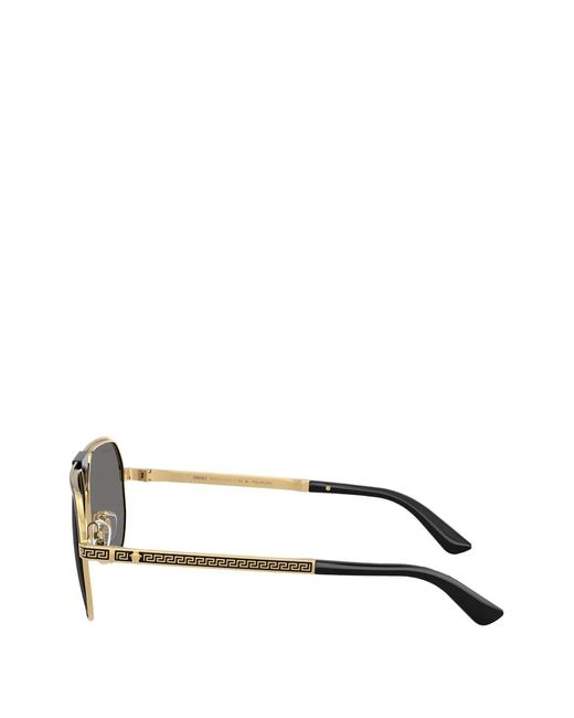 Versace Gray Medusa Greca Pilot Sunglasses for men