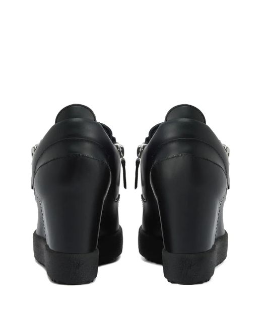 Giuseppe Zanotti Black Addy Wedge Zip-Detail Sneakers
