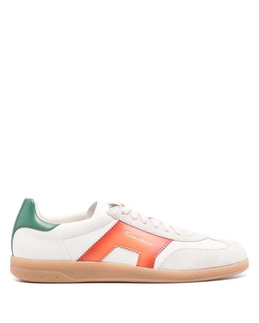 Santoni Pink Colourblock Panelled Sneakers for men
