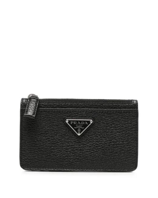 Prada Black Logo-Plaque Leather Cardholder for men