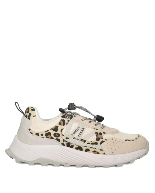 Acbc White Project Terra Leopard-Print Sneakers