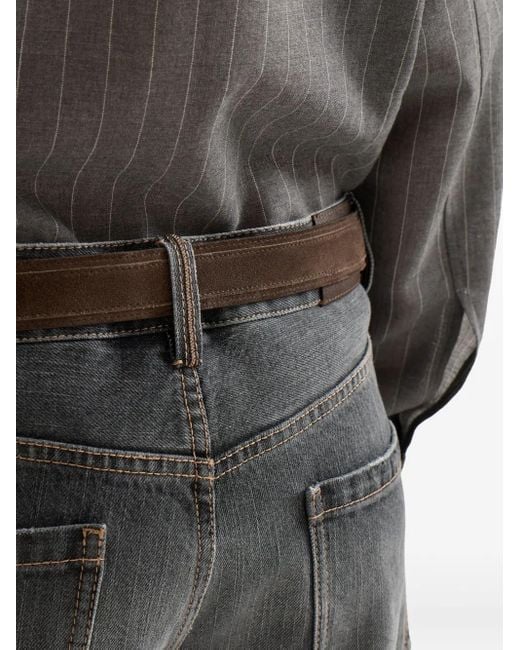 Brunello Cucinelli Jeans Met Riemlussen in het Gray
