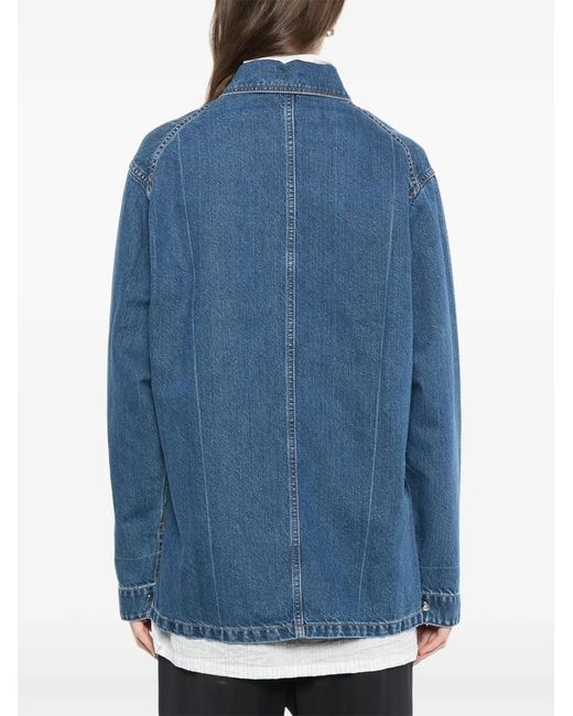 Setchu Blue Exposed-Seam Pockets Jacket