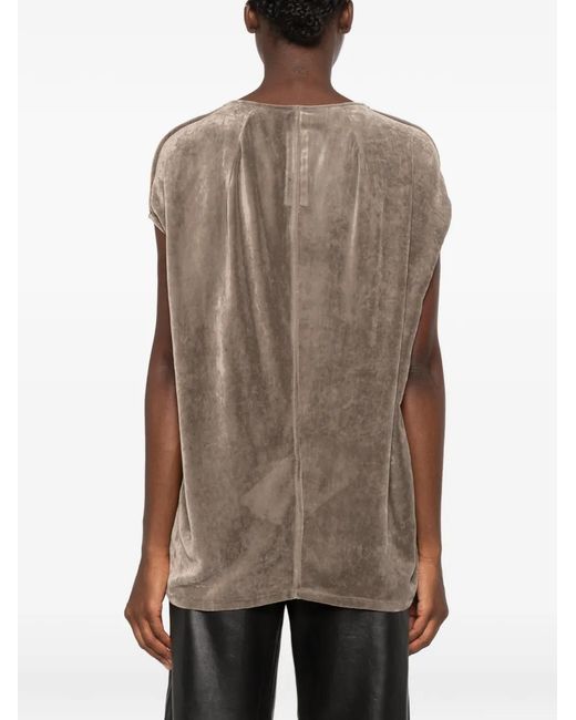 Rick Owens Brown V-Neck Blouse