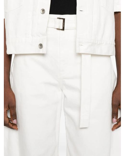 Sacai White Belted Denim Shorts