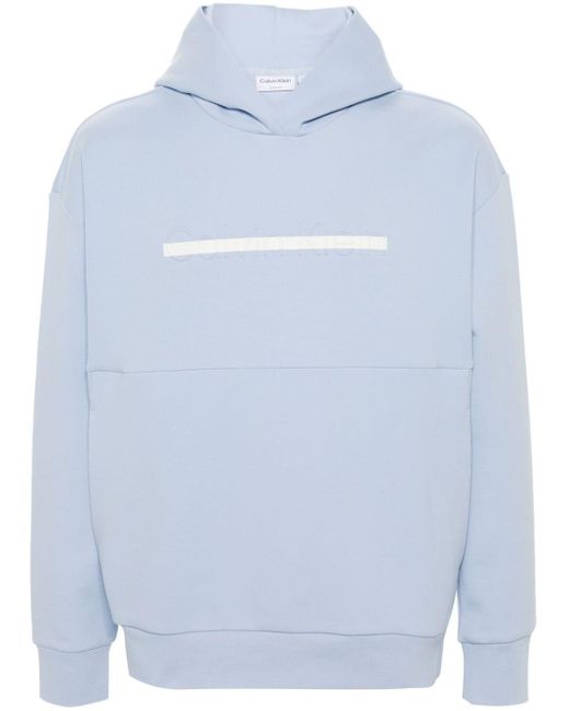 Hoodie en coton mélangé à logo embossé Calvin Klein pour homme en coloris Blue
