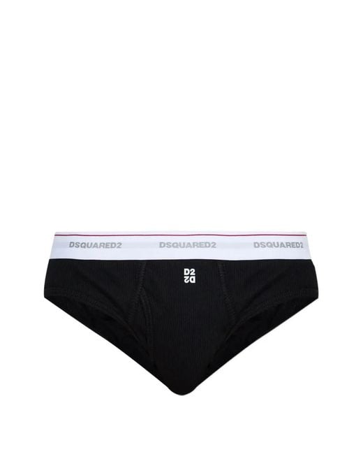 DSquared² Black Ribbed Waistband Briefs for men