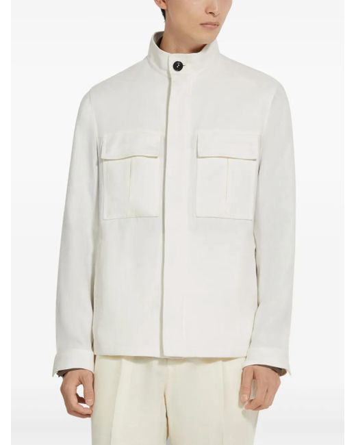 Zegna White Oasi Lino Jacket for men