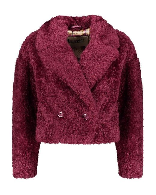 Herno Red Cropped-Jacke aus Faux Fur