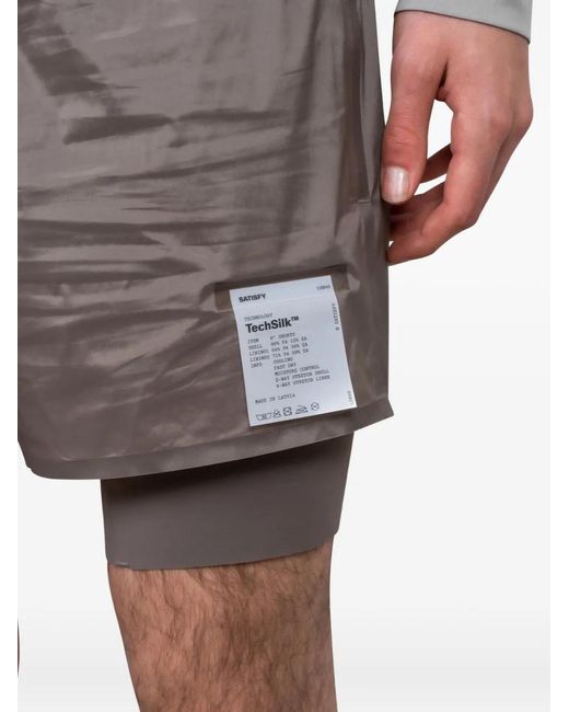 Satisfy Gray Techsilk 8" Double-Layer Running Shorts for men