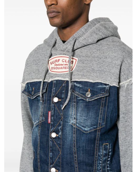 DSquared² Blue Cipro Patchwork Hoodie for men