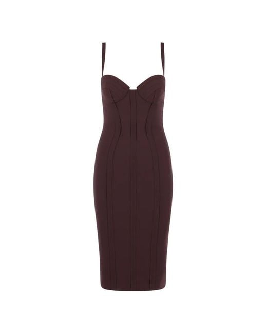 Elisabetta Franchi Purple Sweetheart Panelled Midi Dress
