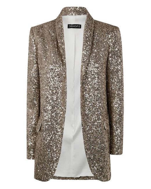 DR. HOPE Brown Sequin-Embellished Blazer