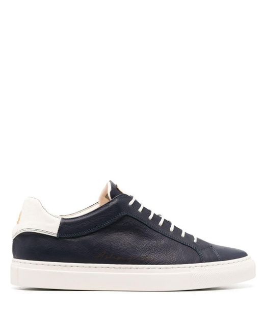Corneliani Blue Lo-top Leather Sneakers for men
