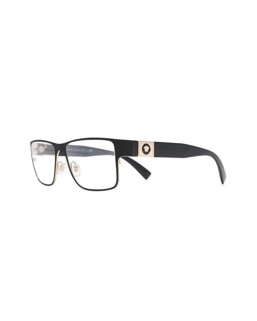 Versace Black Square-Frame Logo-Plaque Glasses for men