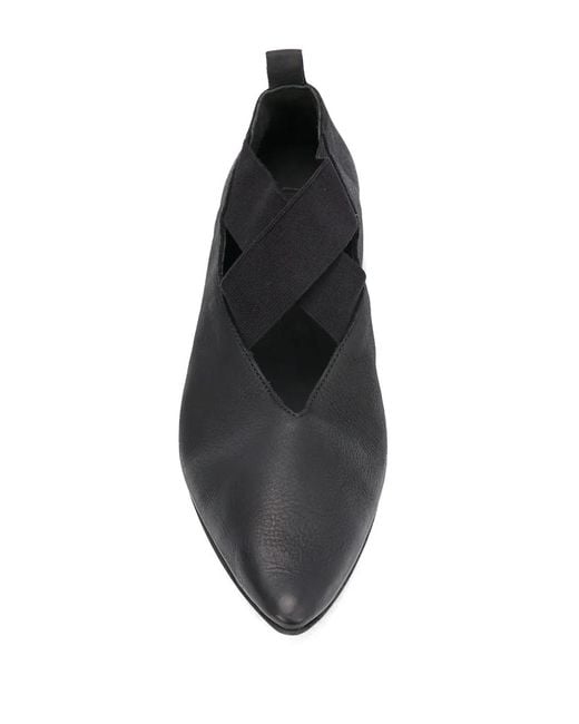 Uma Wang Black Crisscross Strap Pointed Toe Ballerinas