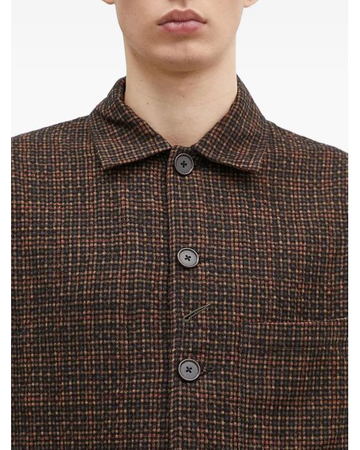 Universal Works Brown Bakers Checked Button Shirt for men